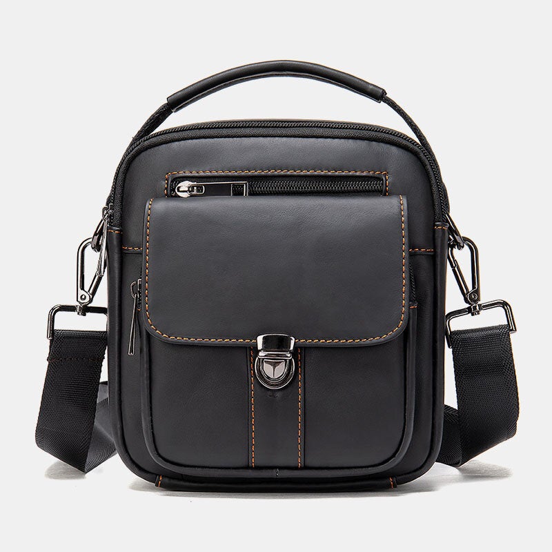 Men's Genuine Leather Anti-theft Crossbody Bag, Retro Multi-pocket Wear-resistant Shoulder Messenger