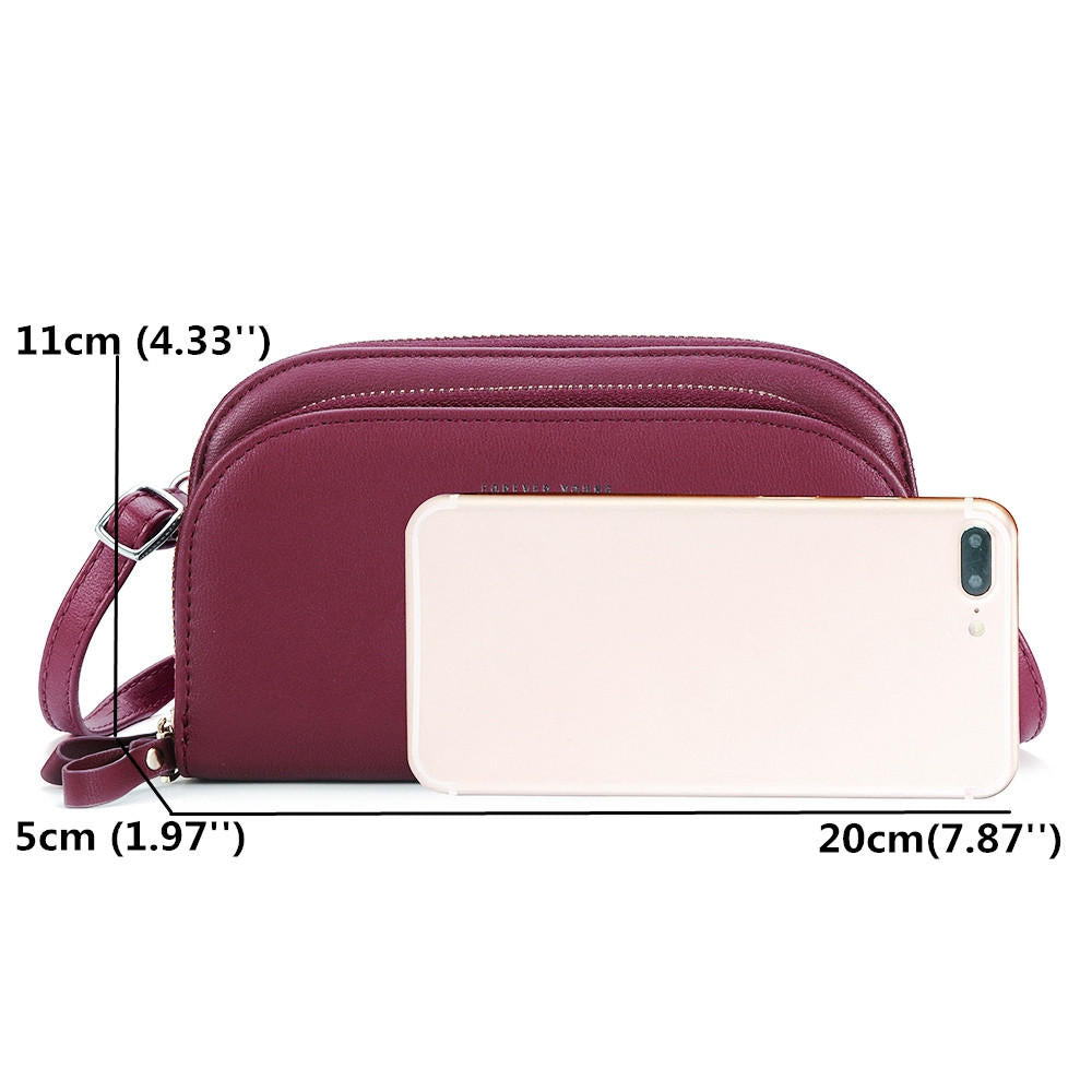 Women Solid 8 Card Slot Bag Multi-slot Phone Leisure Crossbody