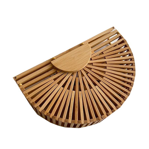 Luxury Women’s Bamboo Woven Semicircle Shoulder Bag