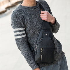 Men's Retro Leather Crossbody Sling Bag - Large Capacity