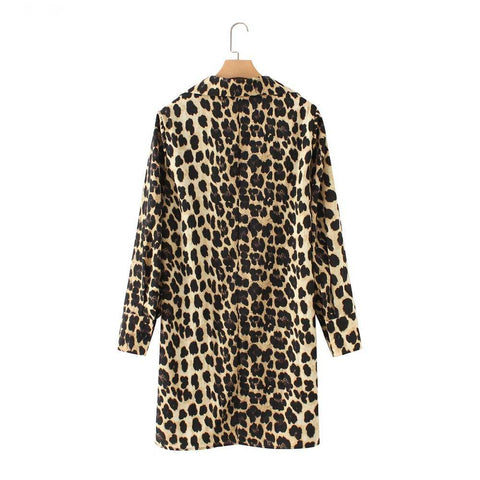 Robe léopard à manches longues en peau d'animal