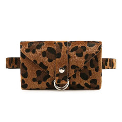 Leopard Pattern Plush Waist Bag Phone Chest For Women