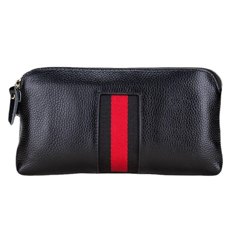 Fashionable Casual Women's Zippered Genuine Leather Clutches