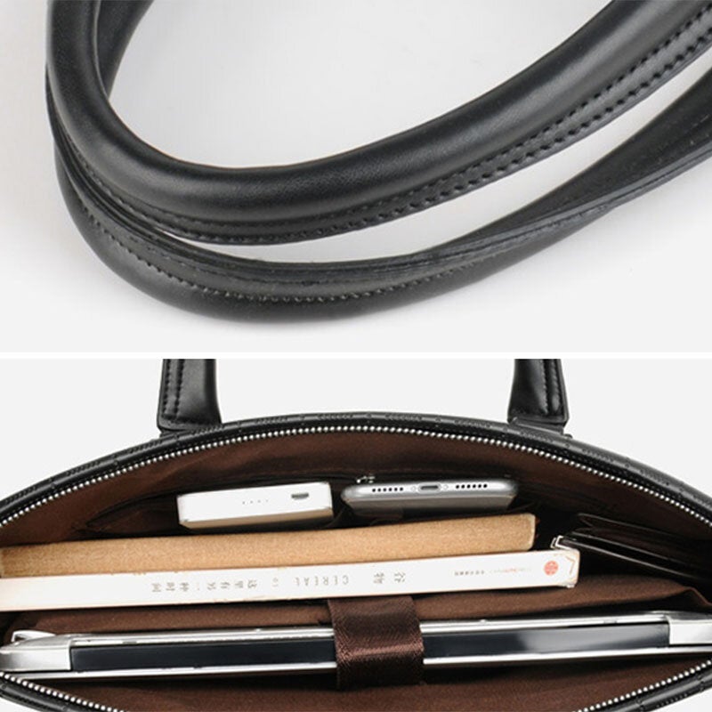 Men's Vintage Waterproof 15.6" Laptop Bag - Multifunction PU Leather Briefcase & Shoulder Bag