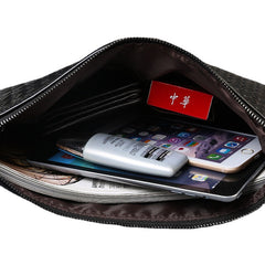 Unisex Faux Leather Woven Pattern Solid Color Business A4 Paper File Bag Envelope Bag Clutch Bag