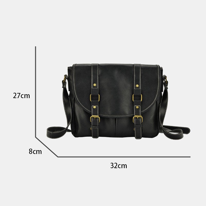Men's Vintage PU Leather Multi-pocket Crossbody Teacher Bag