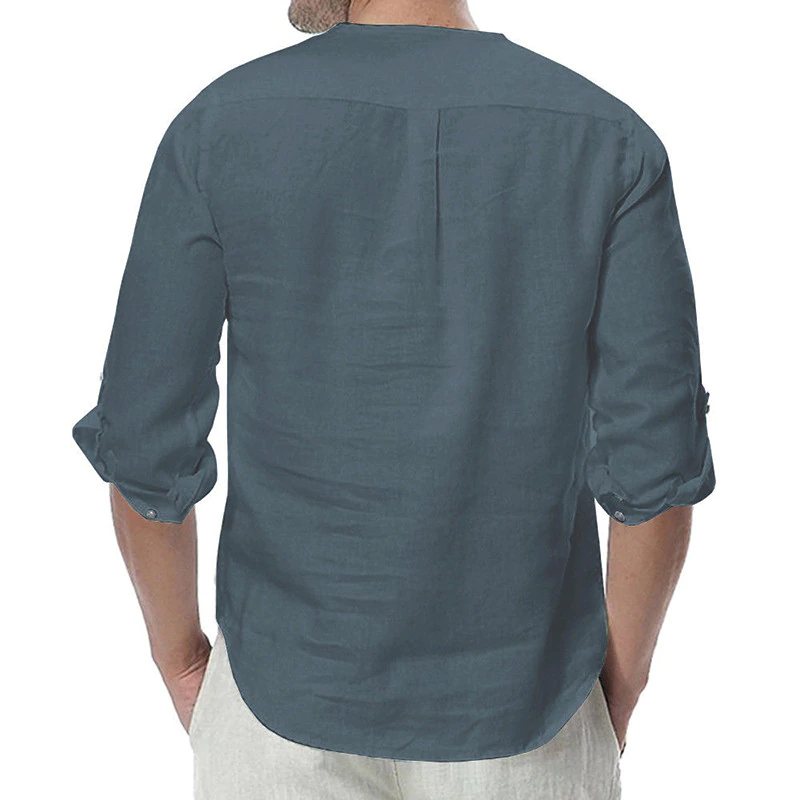 Cotton Solid Basic Men Tops Leisure Casual Shirt - Sheseelady