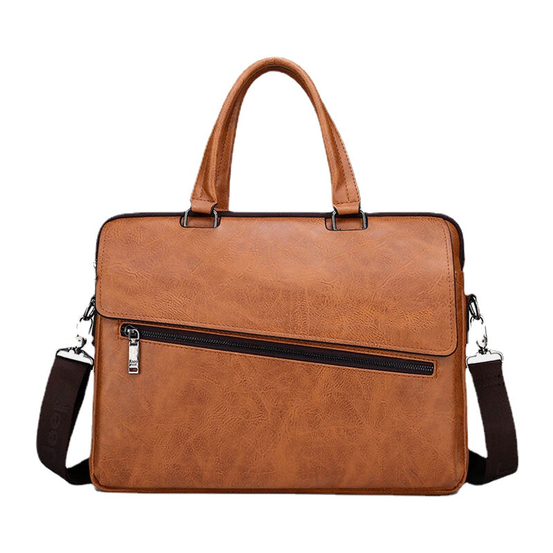 Men's Vintage PU Leather Anti-Theft Business Messenger Crossbody Shoulder Bag