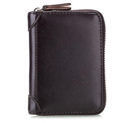 RFID Leather Card Holder Wallet for Men & Women - Large Capacity, Casual Zipper Design