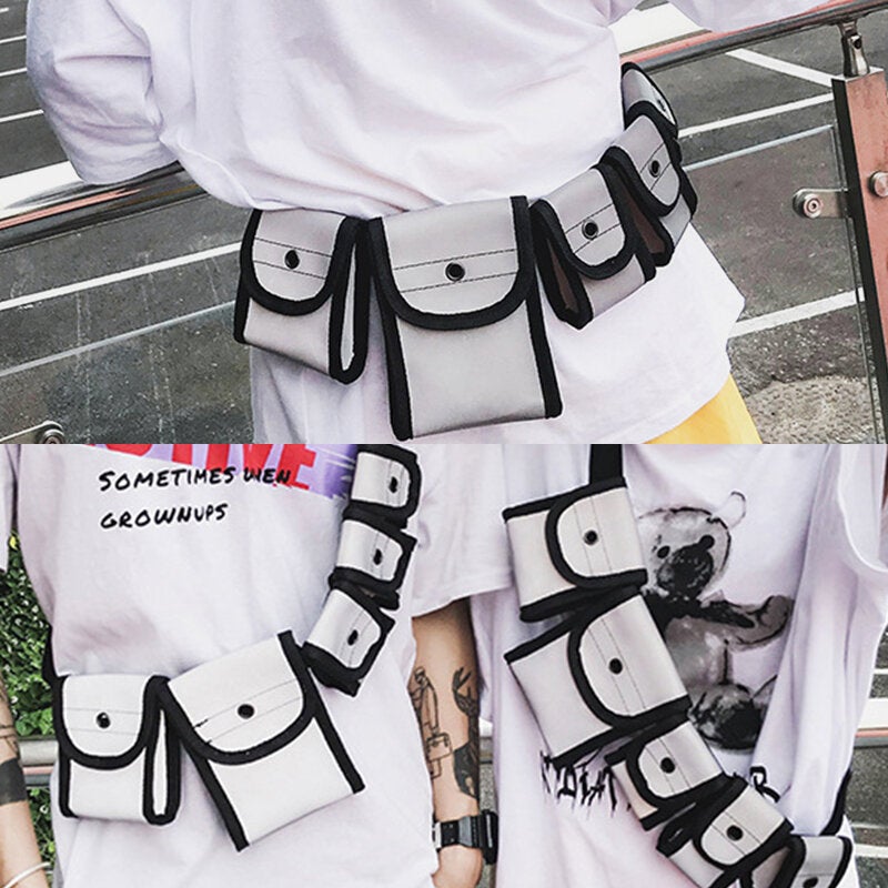 Unisex Reflective Nylon Tactical Multi-pocket Chest & Waist Bag for Outdoor Games