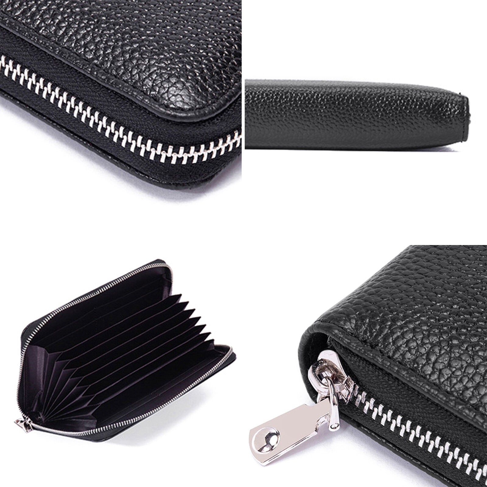 Women Genuine Leather RFID Multifunctional Wallet Multi-compartment Multi-card Slot Long Zipper