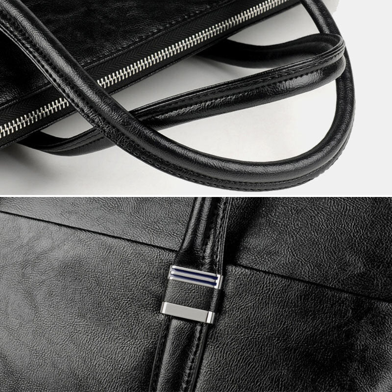 Men Business Large Capacity Waterproof Solid Color Crossbody Bag Handbag