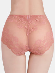 Plus Size Women Sheer Lace Floral Jacquard Breathable High Waist Panties