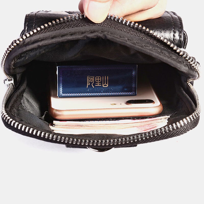 Men's Genuine Leather Crossbody Belt Bag - Casual Shoulder Style