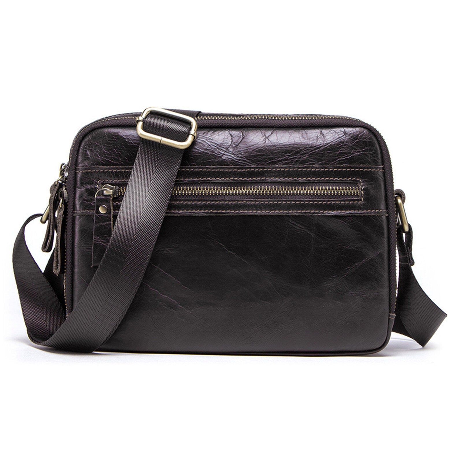 Men's Vintage Leather Business Crossbody Bag - Large Capacity Multifunctional Shoulder Messenger