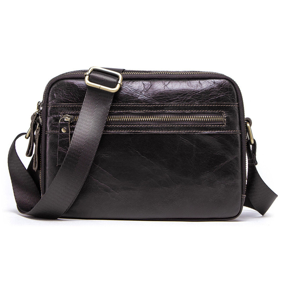Men's Vintage Leather Business Crossbody Bag - Large Capacity Multifunctional Shoulder Messenger