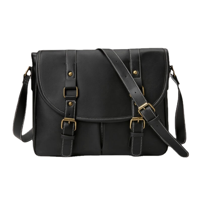 Men's Vintage PU Leather Multi-pocket Crossbody Teacher Bag