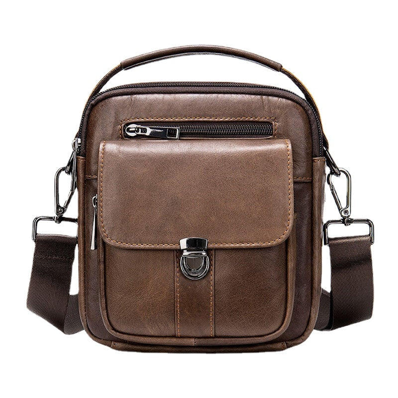 Men's Genuine Leather Anti-theft Crossbody Bag, Retro Multi-pocket Wear-resistant Shoulder Messenger