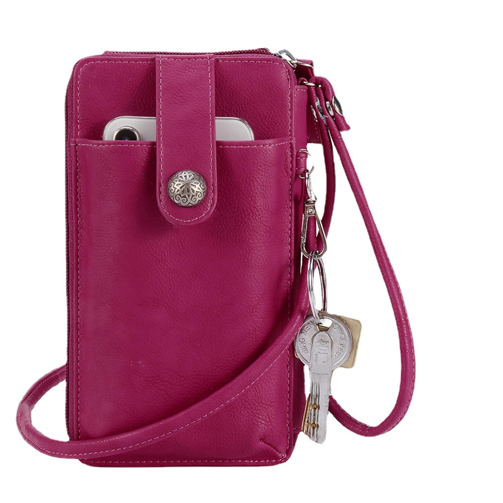 Women RFID Card Bag Solid Crossbody Phone Holder