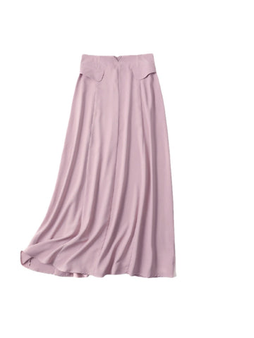 Women Solid Color Zipper Back Casual High Waist Skirts