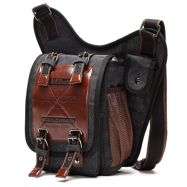 Men's Retro Canvas Crossbody Bag for Travel, Cycling, Hiking, School, Military Messenger Satchel