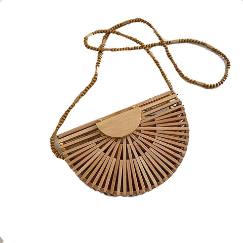 Luxury Women’s Bamboo Woven Semicircle Shoulder Bag