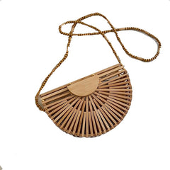 Luxury Women’s Bamboo Woven Semicircle Shoulder Bag