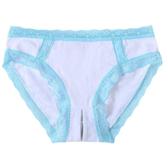 Lace-trim Printed Sexy Open Crotch Hip Up Briefs