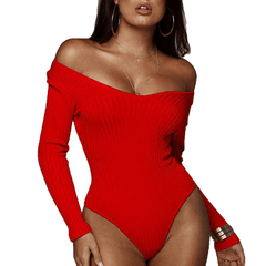 Off Shoulder Riblado Knitted Sexy Bodysuit Women Black V Neck Summer Slim Rompers Womens Jumpsuit Winter Bodysuits