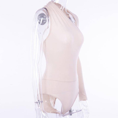 Corporação Sexy One Shoulder Bodycon Bodysuit Asymmetrical Hollow Out Long Sleeve Playsuit Backless Button Rompers Womens Jumpsuit