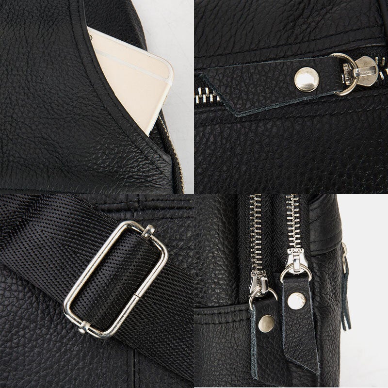 Men's Retro Leather Crossbody Sling Bag - Large Capacity