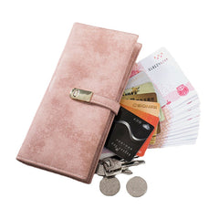 Women 5.5 Inch Phone 5 Card Slots Frosted Bifold Long Wallet Purse