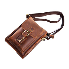 Men's Vintage Leather Crossbody Bag - Durable Multi-functional Waist Belt Bag