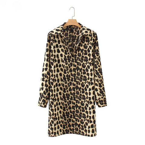 Robe léopard à manches longues en peau d'animal