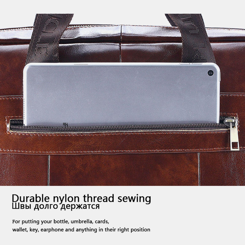 Men's Genuine Leather Large Capacity Crossbody Shoulder Business Bag