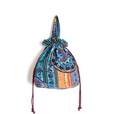 Women Ethnic Canvas String Bucket Bag Crossbody