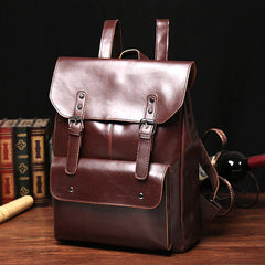Men And Women Retro Leather Large Capacity Backpack Travel Bag