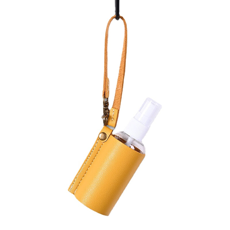 Women Faux Leather Casual Portable Solid Color Disinfectant Keychain Pendant Bag Accessory