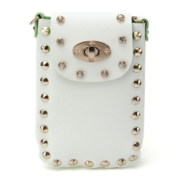 Women Chain Rivet Shoulder Bags Lock 6.5 Inch Phone Case Crossbody