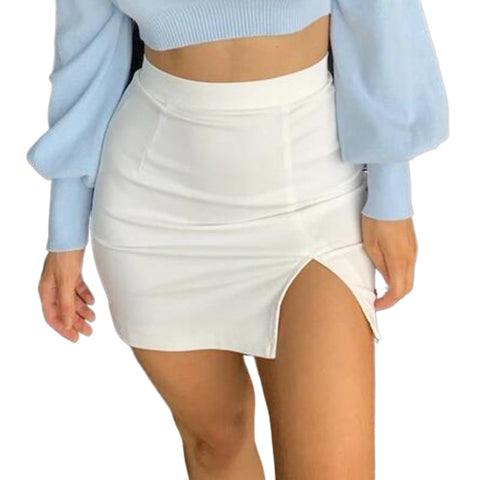 Sexy Ladies White A-shaped Sheath Skirt With Back Zipper For Party Club