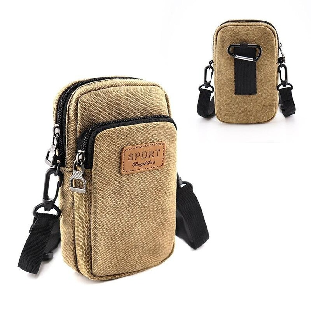 Universal Waterproof Multifunctional Men's Canvas Shoulder Bag For Phone Key