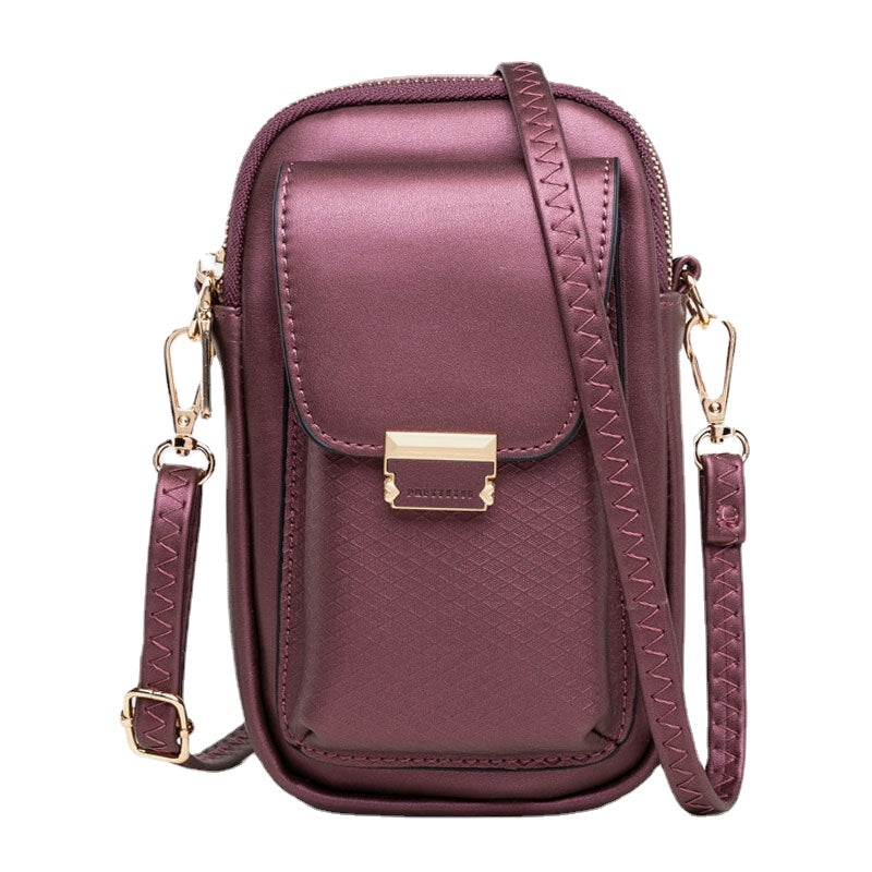 Women Solid Zipper Phone Bag Crossbody Shoulder