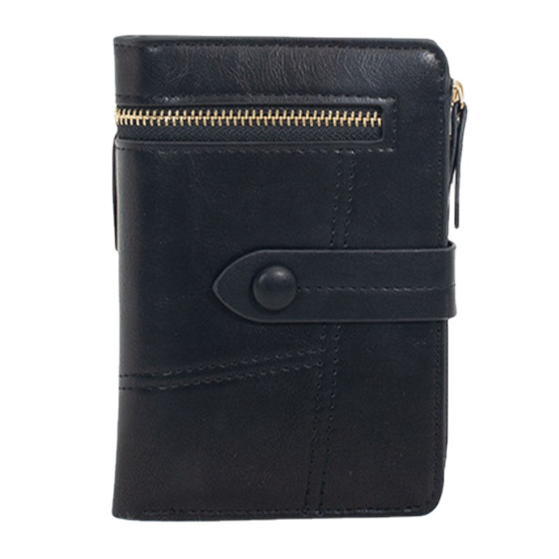 Women PU Leather Elegant Multiple Card Short Wristlet Wallet Multi-funciton Tri-fold