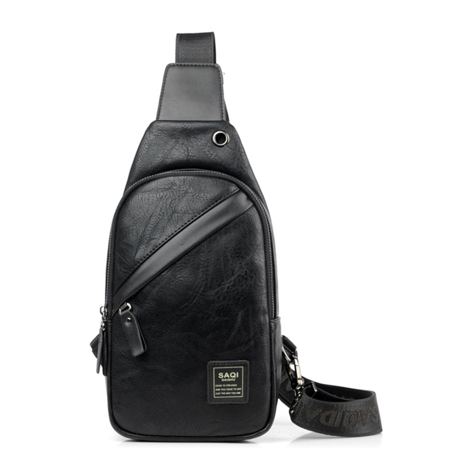 Men Artificial Leather Vintage Chest Bag Multi-compartment Large-capacity Wear-resistant Shoulder Messenger Bag