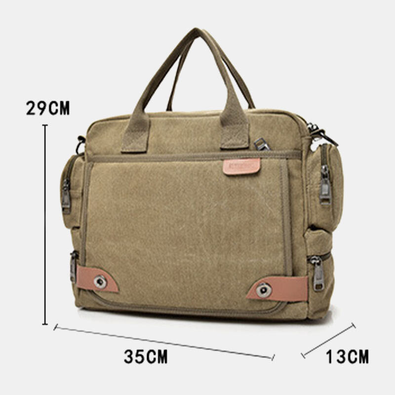 Men's Canvas Multi-pocket 13.3" Laptop Crossbody Shoulder Bag Briefcase