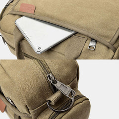 Men's Canvas Multi-pocket 13.3" Laptop Crossbody Shoulder Bag Briefcase
