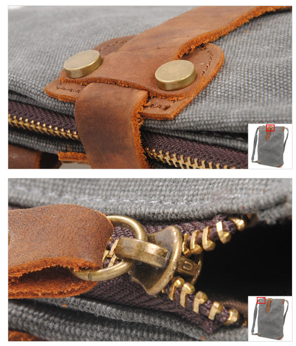 Retro Canvas Genuine Leather Messenger Bags Casual Shoulder Crossbody