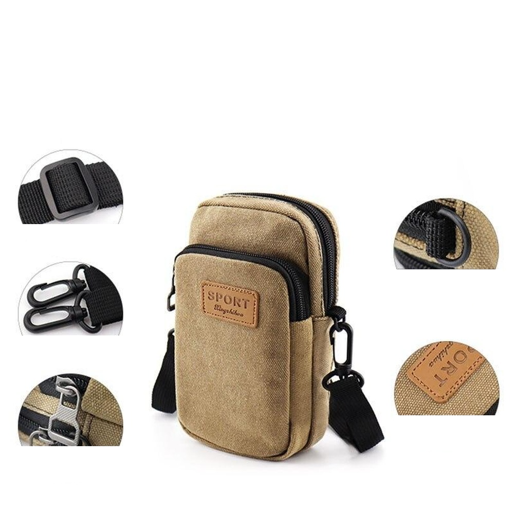 Universal Waterproof Multifunctional Men's Canvas Shoulder Bag For Phone Key