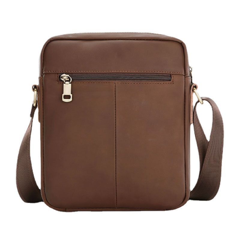 Men's Vintage Leather Crossbody Bag - Large Capacity, Fits 6.5" Phone, Casual Shoulder Messenger Bag