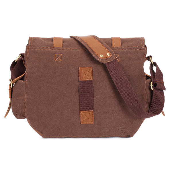 Men's Canvas Leather Casual Crossbody Messenger Bag for Outdoor Use